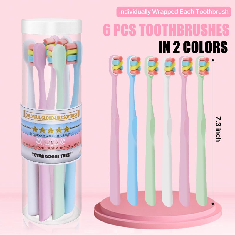 Tetragonal tree 6 Count Extra Soft Toothbrushes | Periodontist-Designed Tapered Bristles for Sensitive Teeth and Receding Gums | Plaque Remover Toothbrushes in Bucket Packaging - Colors May Vary - Image 4