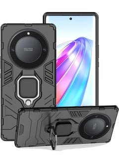 Compatible With Honor X9A Case, Hybrid Heavy Duty Protection Defender Kickstand Armor Case Cover, Anti-Fall Drop Protection, Shockproof Case, Black