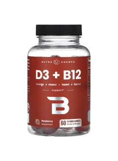 NutraChamps NutraChamps, D3 + B12, Raspberry, 60 Vitamin Gummies  - Image 1