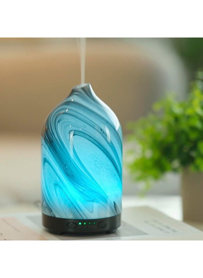 EQUSUPRO - Essential Oil Diffuser Aromatherapy Diffuser 120Ml Glass Ultrasonic Cool Mist Scent Aroma Diffuser Whisper Quiet With Auto Shutoff 4 Timer Setting &7 Colors Night Light For Home (Grey Wave) - Image 1
