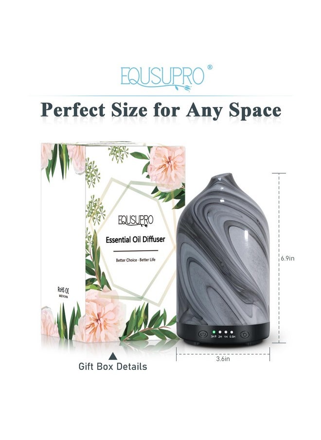 EQUSUPRO - Essential Oil Diffuser Aromatherapy Diffuser 120Ml Glass Ultrasonic Cool Mist Scent Aroma Diffuser Whisper Quiet With Auto Shutoff 4 Timer Setting &7 Colors Night Light For Home (Grey Wave) - Image 1