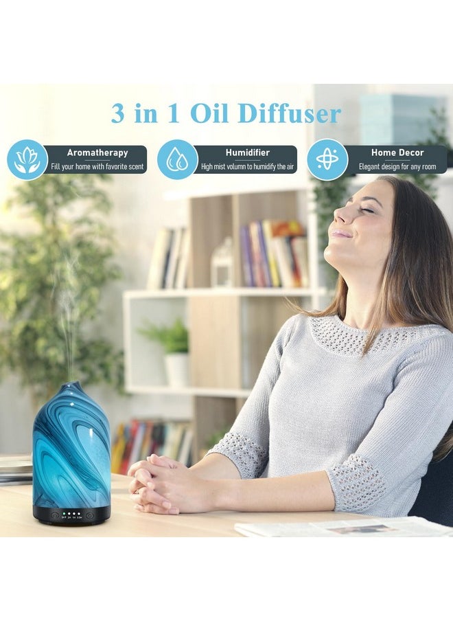 EQUSUPRO - Essential Oil Diffuser Aromatherapy Diffuser 120Ml Glass Ultrasonic Cool Mist Scent Aroma Diffuser Whisper Quiet With Auto Shutoff 4 Timer Setting &7 Colors Night Light For Home (Grey Wave) - Image 1