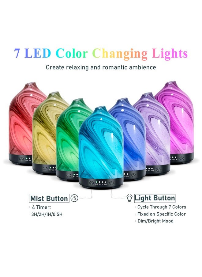 EQUSUPRO - Essential Oil Diffuser Aromatherapy Diffuser 120Ml Glass Ultrasonic Cool Mist Scent Aroma Diffuser Whisper Quiet With Auto Shutoff 4 Timer Setting &7 Colors Night Light For Home (Grey Wave) - Image 1