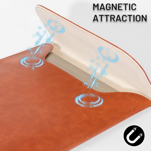 Allinside 11-12 inch Laptop Sleeve Case Compatible with MacBook Air 11 2010-2015/MacBook 12 2015-2017, Waterproof PU Leather Laptop Sleeve Bag Protective Vertical Case Cover, Brown - Image 4