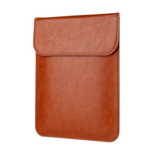 Allinside 11-12 inch Laptop Sleeve Case Compatible with MacBook Air 11 2010-2015/MacBook 12 2015-2017, Waterproof PU Leather Laptop Sleeve Bag Protective Vertical Case Cover, Brown - Image 1