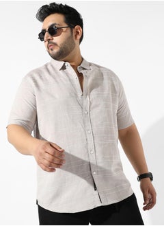 Instafab Plus Men's Light Grey Striped Regular Fit Casual Shirt  - Image 1