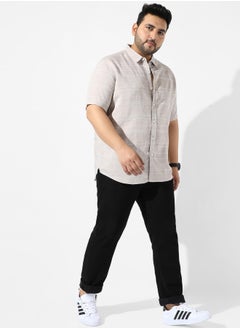 Instafab Plus Men's Light Grey Striped Regular Fit Casual Shirt  - Image 5