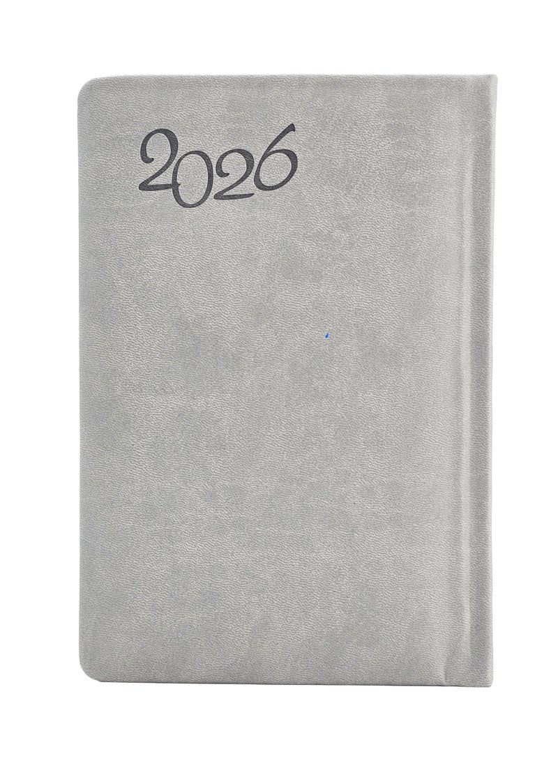 أجندة 2026 جلد صناعي مقاس A5، ورق سميك، مخطط يومي - رمادي - Image 1