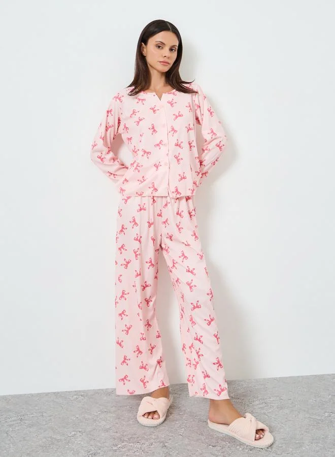 ستايلي Allover Printed Tops&Pants Pajama Long Sets