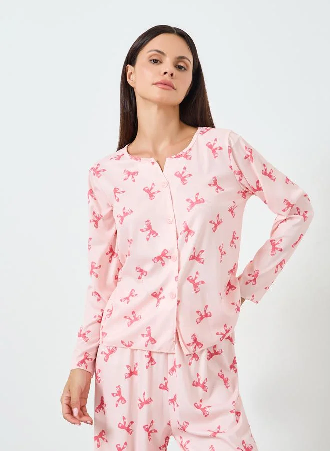 ستايلي Allover Printed Tops&Pants Pajama Long Sets