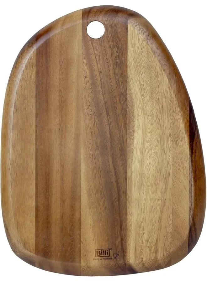 BILLI Pebble Shaped Acacia Cutting Board, Serving 33x24 cm (Natural Acacia) Made in Thailand
