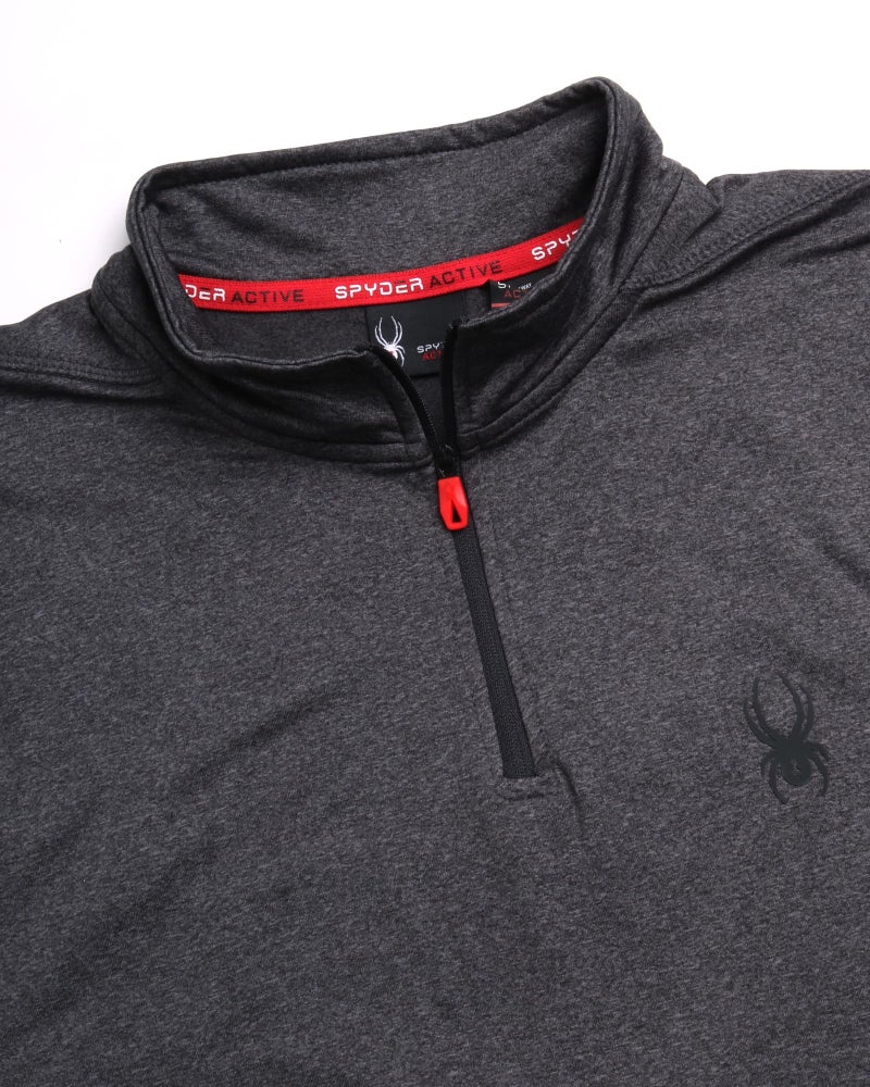 Spyder Mens Mock Neck Sweatshirt - 1/4 Zip Athletic Performance Quarter Zip Pullover Men Long Sleeve Workout Shirts for Men, Size Small, Charcoal Heather - Image 3