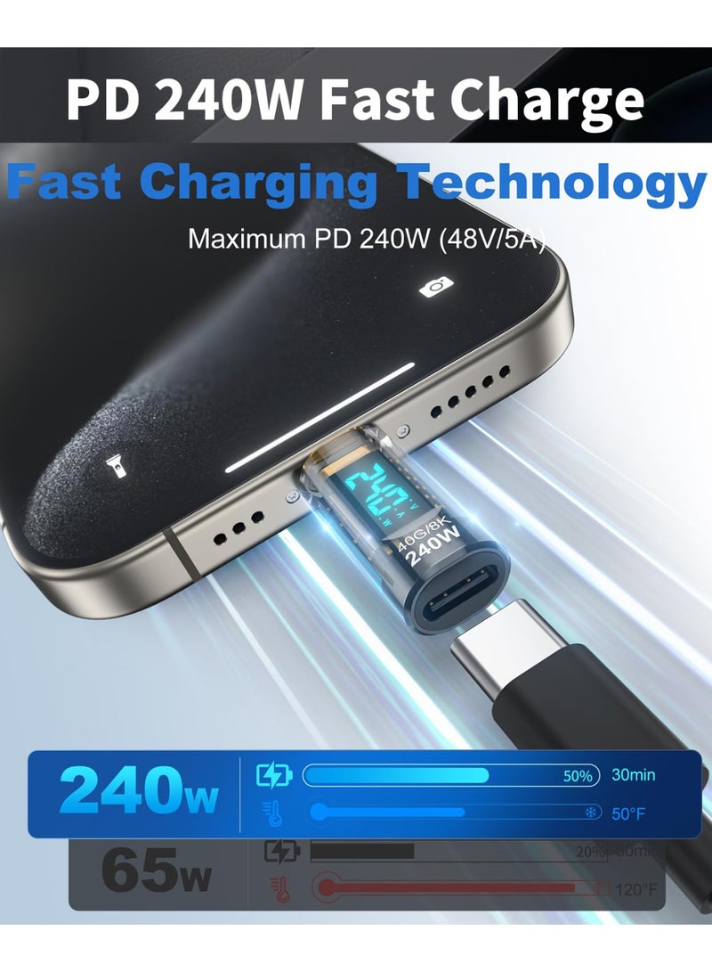 SANMUGEED 240W USB C Adapter Power Meter Tester - Wattage, Voltage, Amperage LED Digital Display, Type C Male to Female Extension Connector for iPhone 15/16, MacBook, iPad & More USB-C Cables/Devices - Image 3