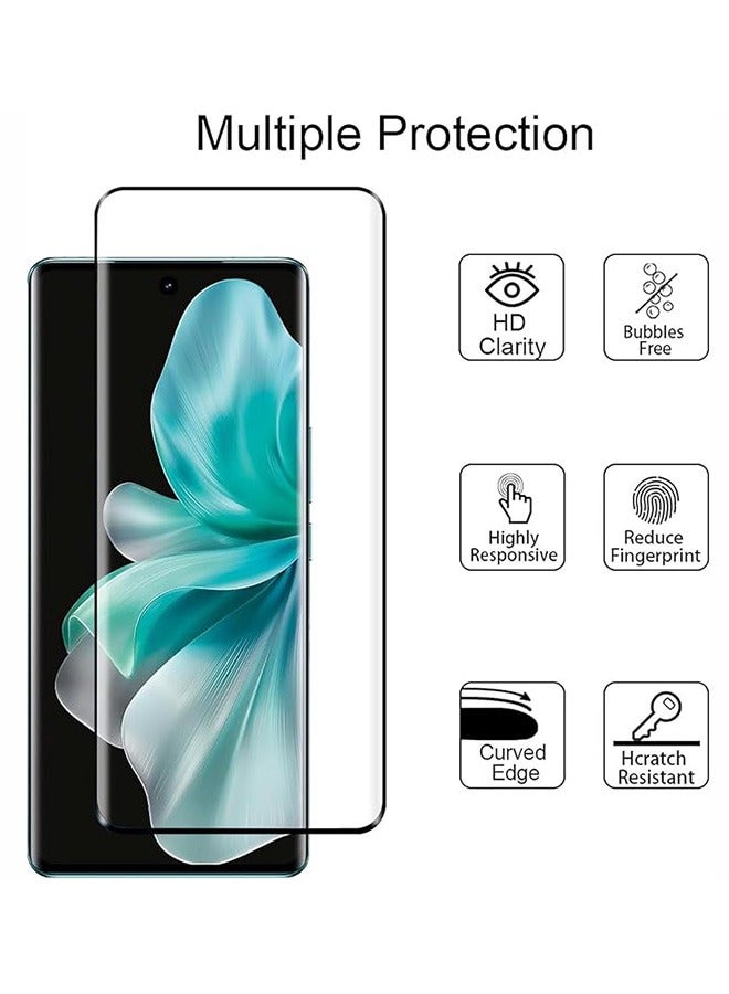 2 Pack Vivo V30 5G Screen Protector, 9H Tempered Glass Screen Protector for Vivo V30 5G, Premium 3D Curved Edge Guard Film，Case Friendly, Anti-Scratch Film (Edge Adhesive) - Image 3