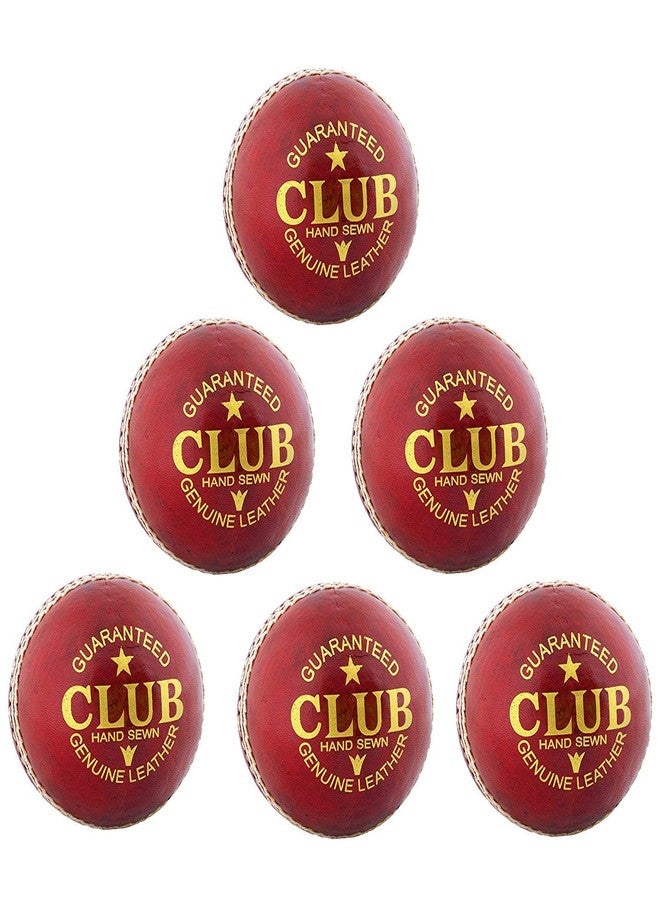 VIBCO Club 4pc Cricket Leather Ball (Red)(Pack of 6) - Image 1