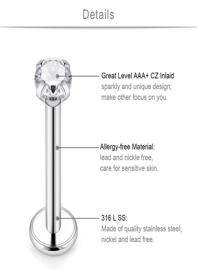 SCERRING 16g Lip Rings Stainless Steel Labret Monroe Lip Rings Nail Tragus Helix Earrings Studs Ring Medusa Piercing Jewelry Stone Pearl 8mm 32PCS - Image 2