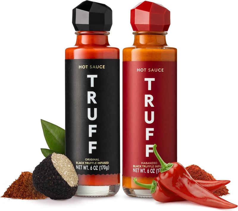 TRUFF Hot Sauce and Hotter Sauce 2-Pack Bundle - Gourmet Black Truffle and Chili Peppers Hot Sauce Set (6 oz each) - Image 1