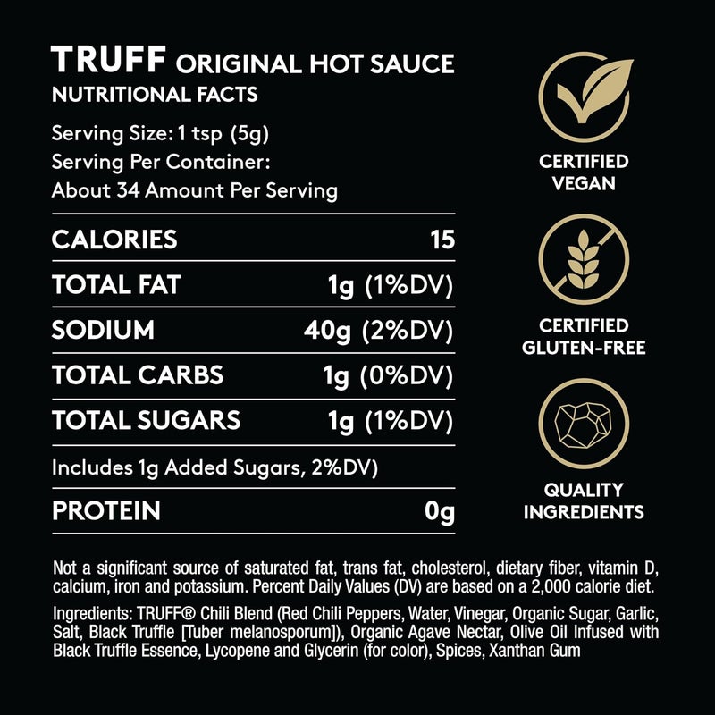 TRUFF Hot Sauce and Hotter Sauce 2-Pack Bundle - Gourmet Black Truffle and Chili Peppers Hot Sauce Set (6 oz each) - Image 2