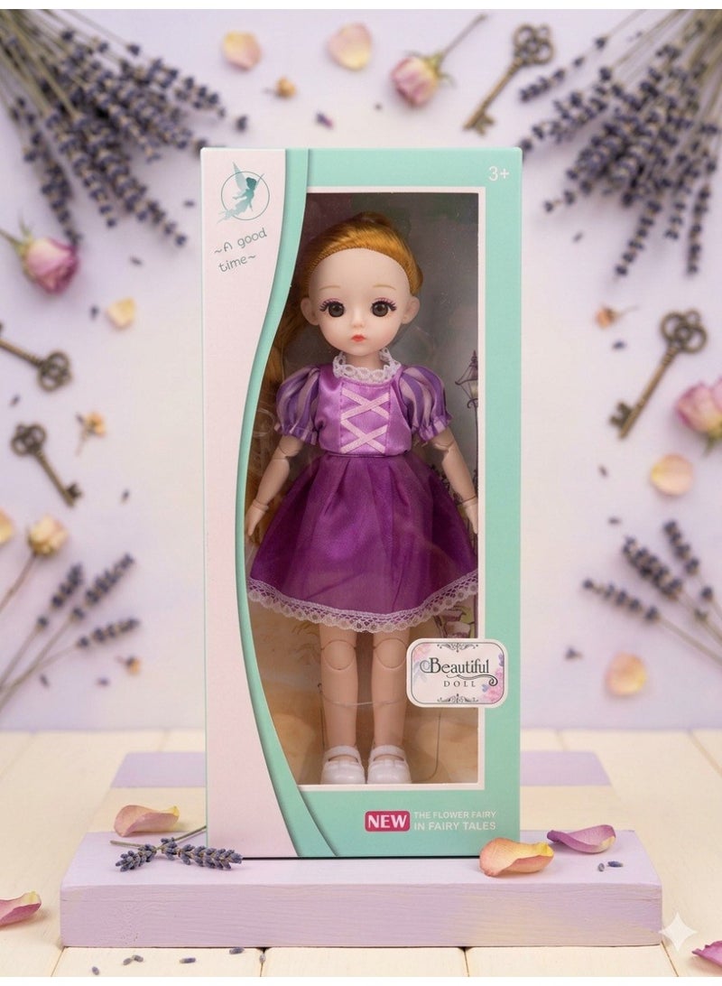 A stylish princess-inspired doll for girls, featuring delicate features, wide eyes, and long, flowing hair, dressed in a delightful gown with charming details. 👗✨ Made from safe and durable materials with movable joints for freedom of movement and poses, this doll is suitable for children 3+ years old, offering hours of imaginative play and fun-filled moments. 🎀💖