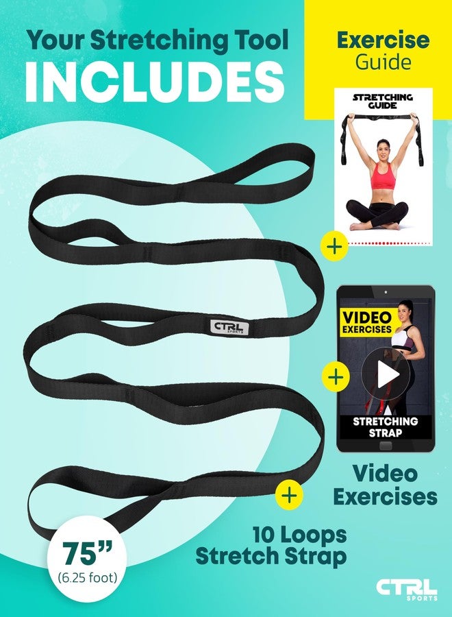 Ctrl Sports Stretching Strap Non Elastic Yoga Strap with Loops - Stretching Band for Physical Therapy, Stretch Bands for Exercise and Flexibility - Stretch Strap with 10 Loops, Hamstring & Leg Stretcher Strap - Image 2