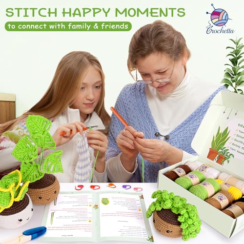 Crochetta Crochet Kit for Beginners, Crochet Starter Kits for Adults with Step-by-Step Video Tutorials, Learn to Crochet Kit Kids, Knitting Craft Supplies, Crochet Plants Indoor Home Decor(40%+ Yarn) - Image 5