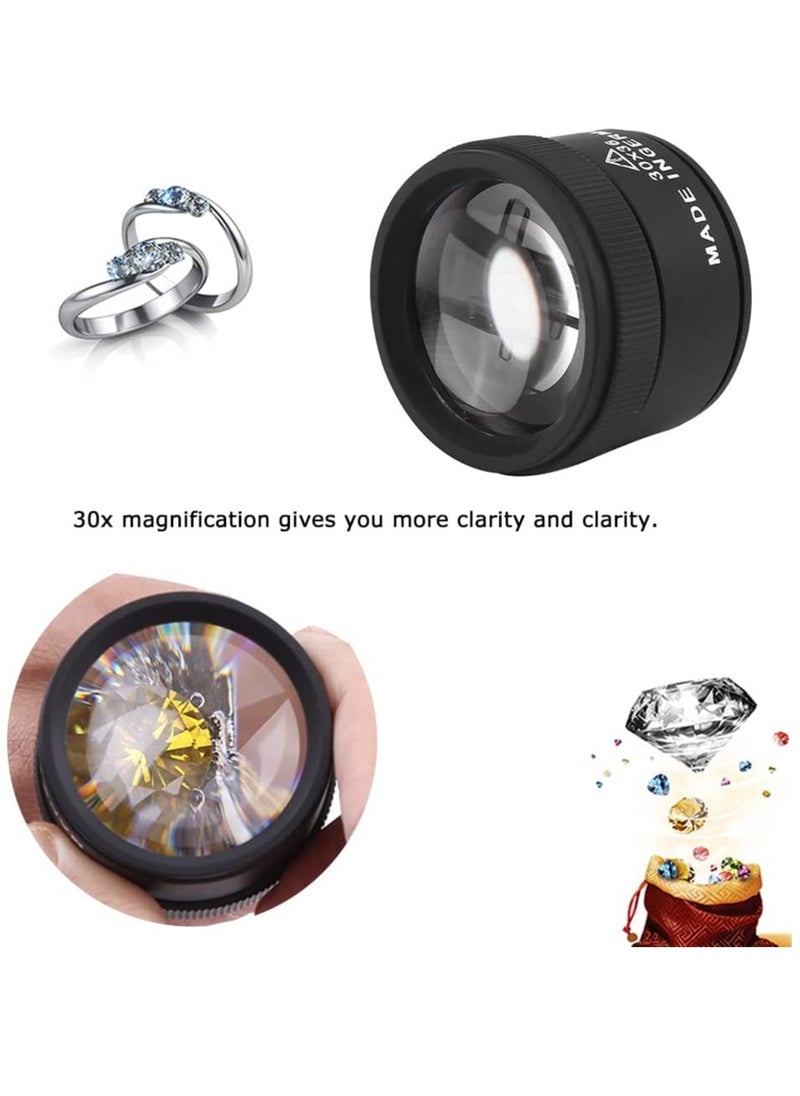 SYOSI - Jewelry Loupe 30X Magnifying Glass Portable Mini Optics Lens Loupes Lightweight Durable Daily Use for Coins Stamps Reading Science Jewelry Hobbies Books Sewing - Image 1