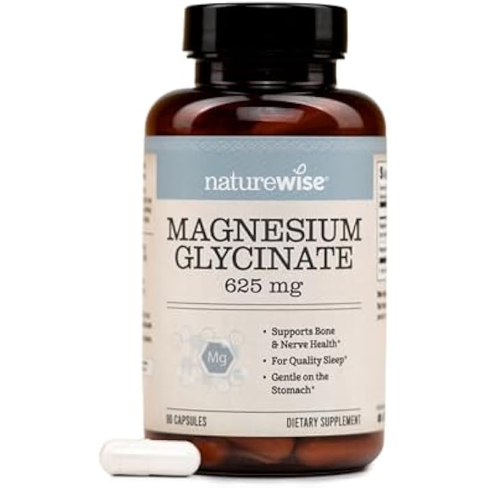 NatureWise Magnesium Glycinate 625 mg - High Absorption Chelated Magnesium Glycinate for Sleep, Relaxation, Muscle & Bones* - Gentle on Stomach, Vegan, Non-GMO - 90 Capsules[90-Day Supply] - Image 1