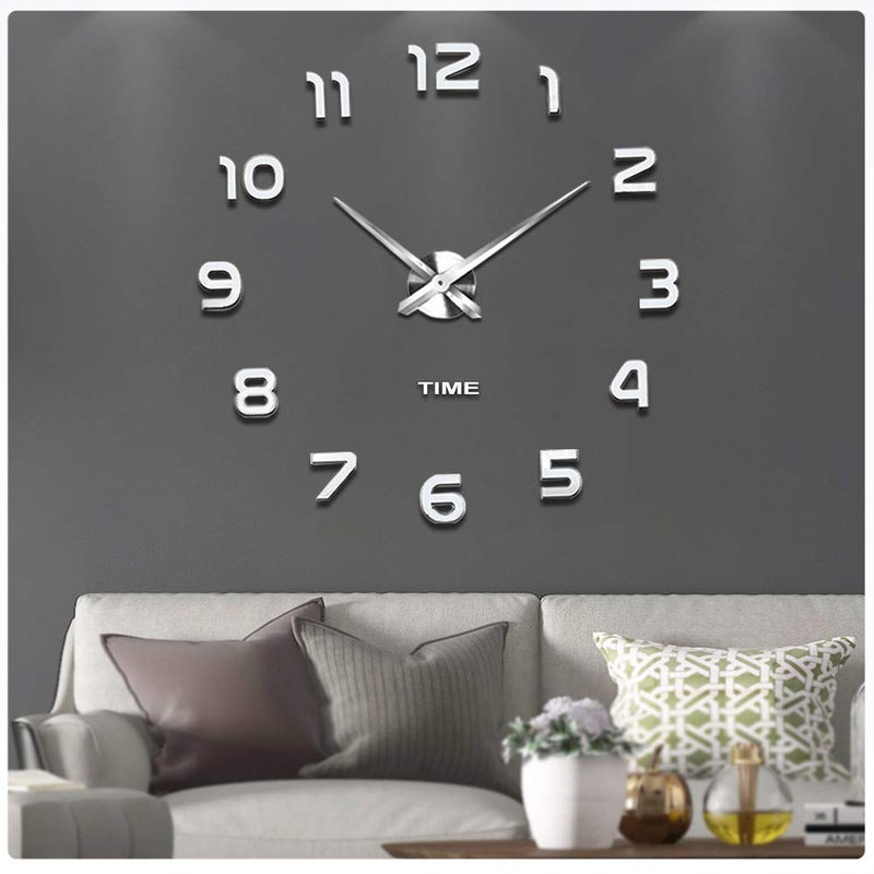 VANGOLD Frameless DIY Wall Clock 3D Mirror Wall Clock Large Mute Wall Stickers for Living Room Bedroom Home Decorations - Image 1