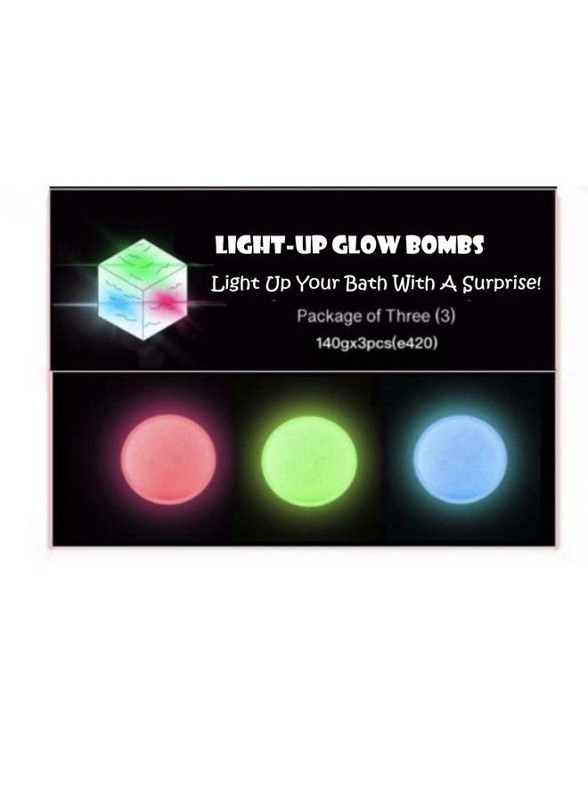 biblebanz Glow in The Dark Light Up Glowing Bath Bombs with Toy Cube Inside Pink Green Blue Bath Bombs Fun Smells Nice Fizz Great Gift Set of 3  - Image 1