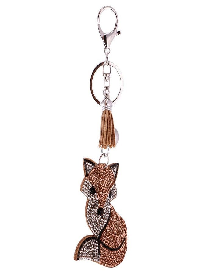 KODORIA Crystal Rhinestone Charms Diamante Animals Eyes Charm Key Ring Pendant Key Chains Cute Purse Bag Gifts - Champagne Fox - Image 4