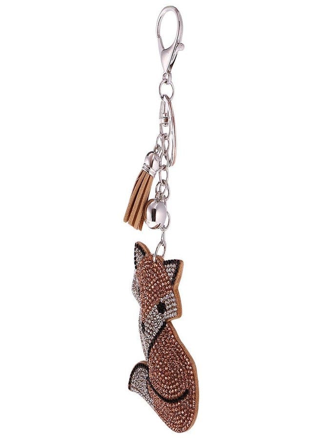 KODORIA Crystal Rhinestone Charms Diamante Animals Eyes Charm Key Ring Pendant Key Chains Cute Purse Bag Gifts - Champagne Fox - Image 3