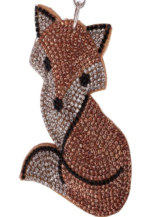 KODORIA Crystal Rhinestone Charms Diamante Animals Eyes Charm Key Ring Pendant Key Chains Cute Purse Bag Gifts - Champagne Fox - Image 5
