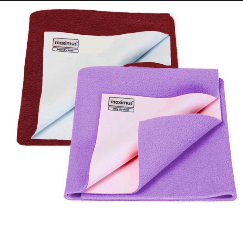 THE MAXIMUS Maximus Baby Dry Sheet | Waterproof Bed Protector | Dry Mats | Buy 1 & Get 1 Free | 250 GSM (Medium, Lilac | Maroon) - Image 1