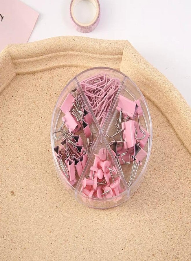 DCELLA Premium Combo of Stationery Essentials for Office & Home - Push Pins & Paper Clips Holder Set (72 Pcs) (Pink, Pack of 1) - Image 5