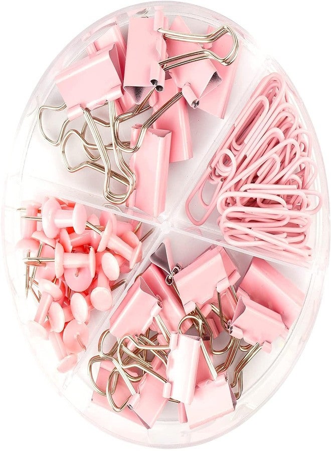 DCELLA Premium Combo of Stationery Essentials for Office & Home - Push Pins & Paper Clips Holder Set (72 Pcs) (Pink, Pack of 1) - Image 1