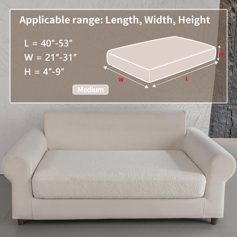 OHSIO Couch Cushion Covers for Sectional Sofa, Stretch Soft Sofa Slipcovers Washable Wear-Resistant Universal Furniture Protector for Living Room(1 Piece Loveseat Cover, Ivory) - Image 2