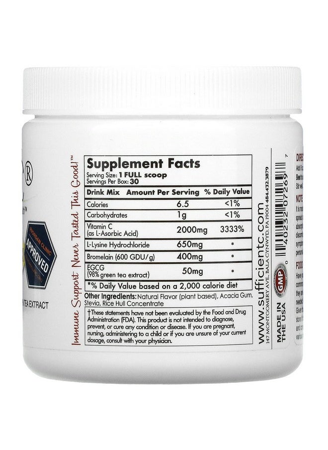 Sufficient-C Sufficient-C High Dose Vitamin C Lemon Peach Immune-Ade Drink Mix - 125 gram Three (3) Pack  - Image 2