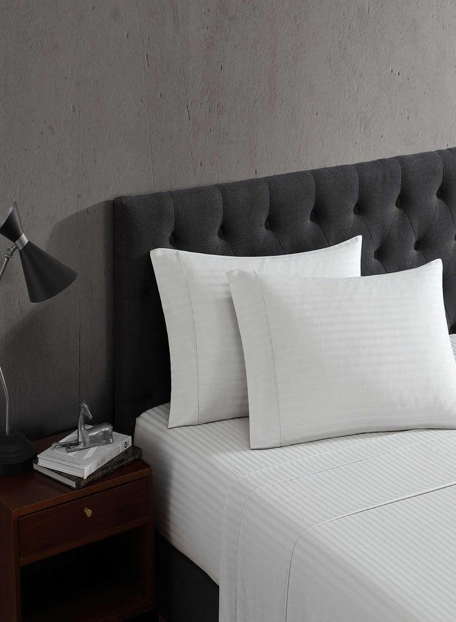 Vera Wang - King Size Sheet Set, Super Soft & Breathable Cotton Bedding, Fade Resistant & Deep Pockets, Bed Sheets with Matching Fitted Sheet & Pillowcases (Dobby Stripe Grey) - Image 3