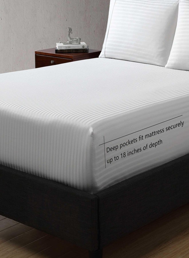 Vera Wang - King Size Sheet Set, Super Soft & Breathable Cotton Bedding, Fade Resistant & Deep Pockets, Bed Sheets with Matching Fitted Sheet & Pillowcases (Dobby Stripe Grey) - Image 4