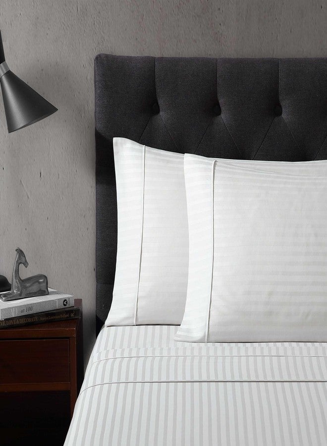 Vera Wang - King Size Sheet Set, Super Soft & Breathable Cotton Bedding, Fade Resistant & Deep Pockets, Bed Sheets with Matching Fitted Sheet & Pillowcases (Dobby Stripe Grey) - Image 2