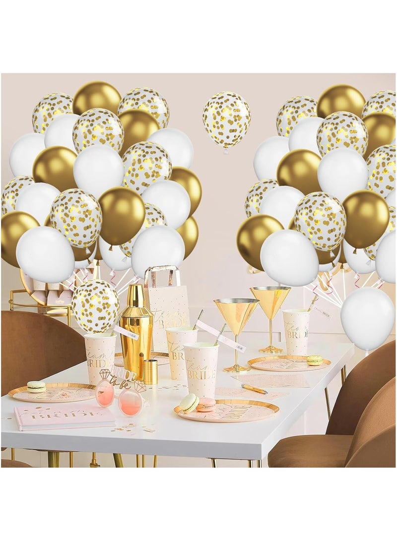 Home zone 60 pcs 12 inch Metallic Gold White Balloons with Confetti Balloons Metallic Gold White Party Balloons Decorations for Wedding Baby Shower - Image 4