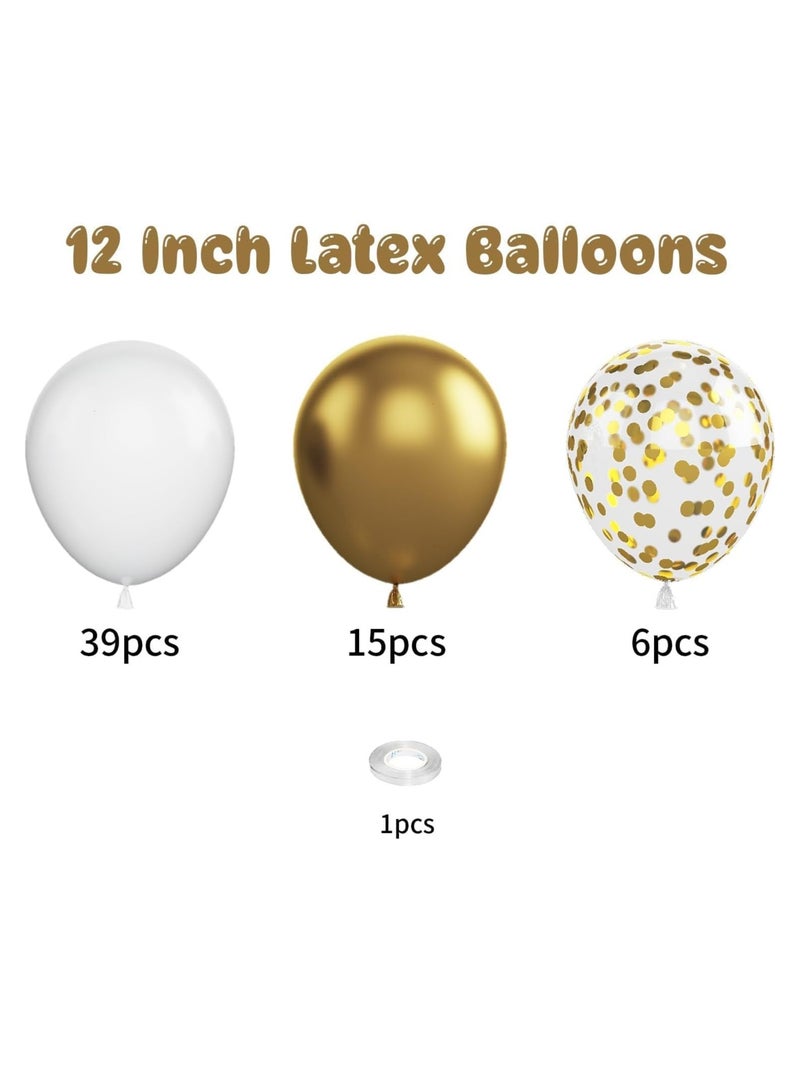 Home zone 60 pcs 12 inch Metallic Gold White Balloons with Confetti Balloons Metallic Gold White Party Balloons Decorations for Wedding Baby Shower - Image 2
