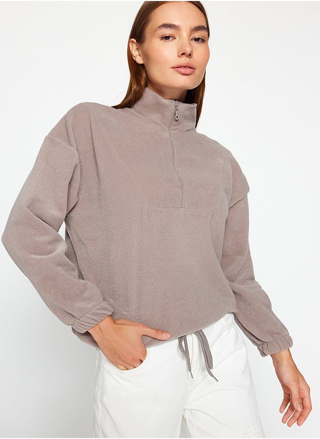 Stone Zipper Detailed Knitted Sweatshirt - pzsku/Z59C8B9D394122F16DD51Z/45/_/1730941508/91ee1f17-0468-447e-9f6e-62f45b1bd817
