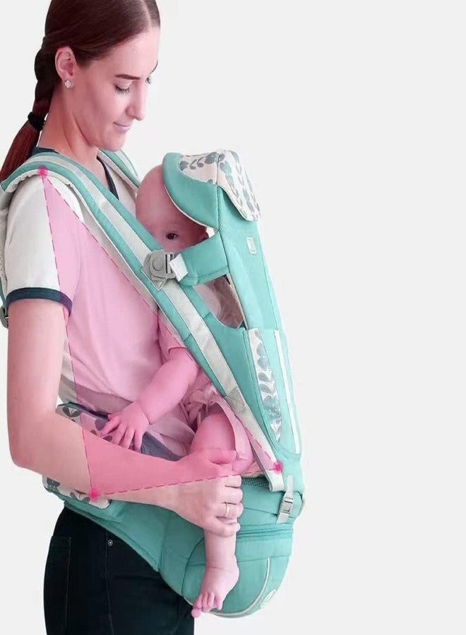 Naivete Baby Carrier, Adjustable Baby Hip Seat, Carrier for Toddler Kids, Carrier for 3-36 Months Kids, Multi Storage Pockets, Comfortable Cotton Straps, Safety Buckle & Belt, (1PC) (Magic Mint) - Image 3