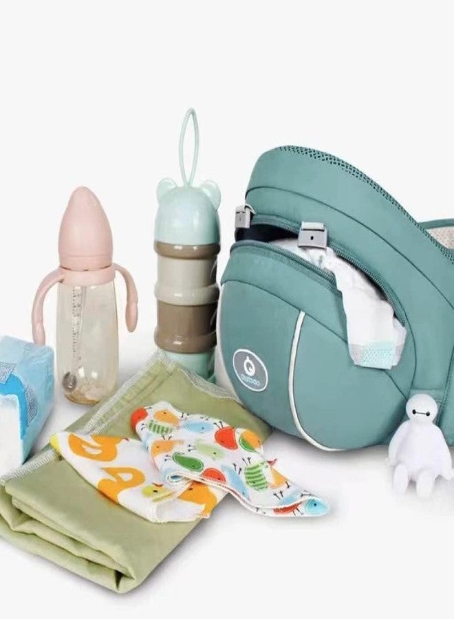 Naivete Baby Carrier, Adjustable Baby Hip Seat, Carrier for Toddler Kids, Carrier for 3-36 Months Kids, Multi Storage Pockets, Comfortable Cotton Straps, Safety Buckle & Belt, (1PC) (Magic Mint) - Image 4
