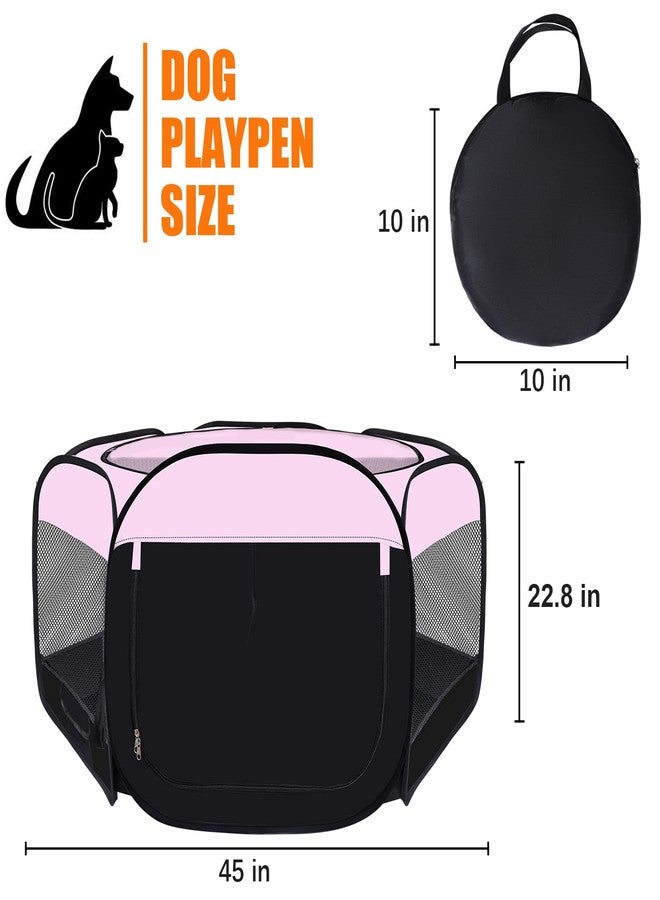 Wn's Day Dog Cat Playpen,Portable Pet Puppy Playpen,Rabbit Puppy Dog Play Pen for Indoors,Dogs Tent for Indoor Cats,Kitten Playpen,Collapsible Small Cats Crate Cage for Small Dogs with Carrying Case(Pink, L) - Image 5