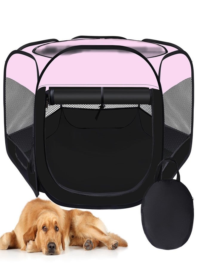Wn's Day Dog Cat Playpen,Portable Pet Puppy Playpen,Rabbit Puppy Dog Play Pen for Indoors,Dogs Tent for Indoor Cats,Kitten Playpen,Collapsible Small Cats Crate Cage for Small Dogs with Carrying Case(Pink, L) - Image 1