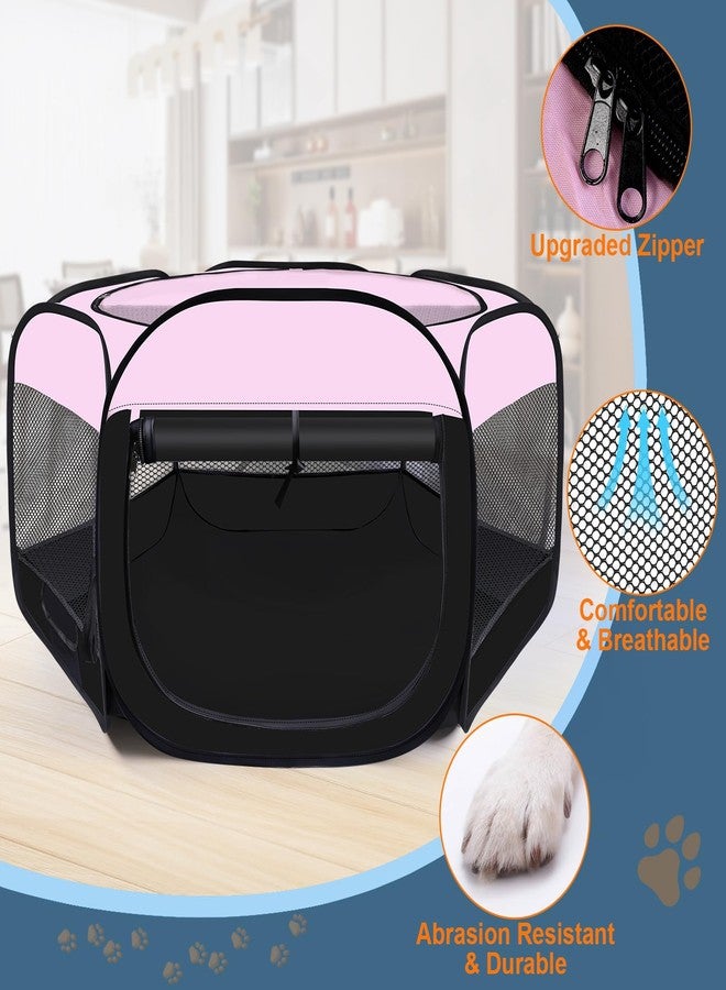 Wn's Day Dog Cat Playpen,Portable Pet Puppy Playpen,Rabbit Puppy Dog Play Pen for Indoors,Dogs Tent for Indoor Cats,Kitten Playpen,Collapsible Small Cats Crate Cage for Small Dogs with Carrying Case(Pink, L) - Image 4