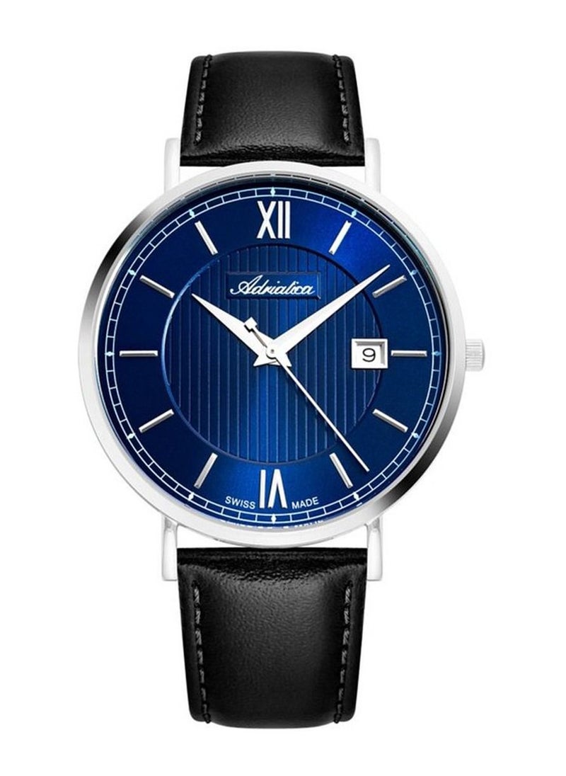 ADRIATICA ADRIATICA Swiss Made A1294.5265Q SS & Leather Date Men's Watch 