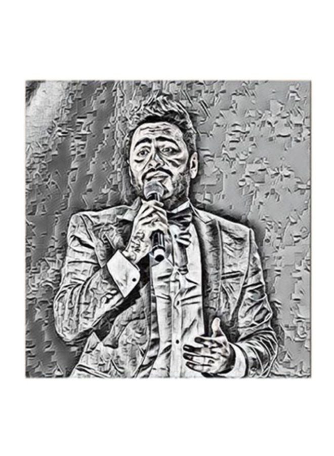 RYN Tamer Hosny Wall Art Painting Black/White 30x30centimeter - Image 2